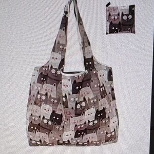 Cat Print Tote Bag -  Foldable Supermarket Shopping Bags, - NEW